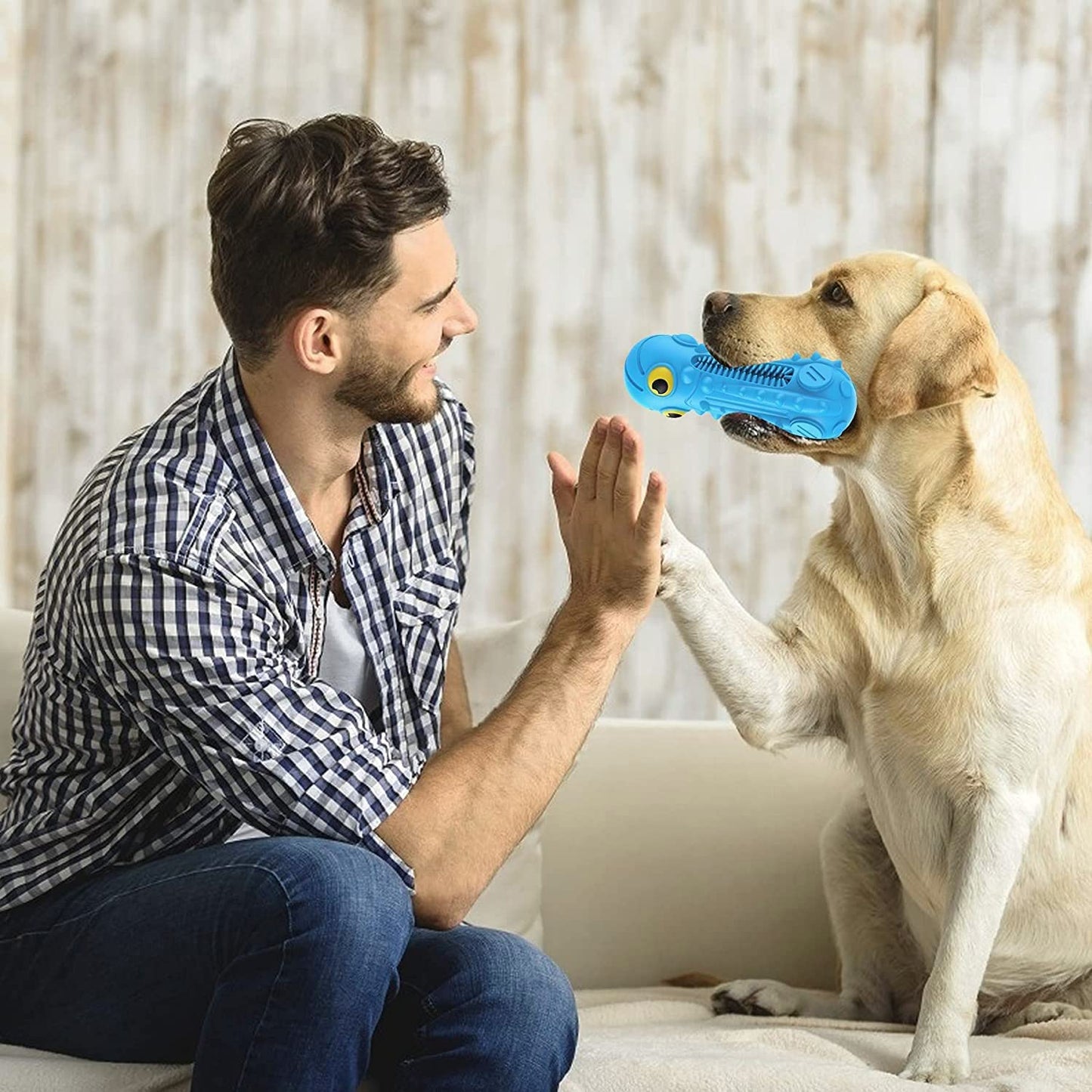 Durable Blue Dog Chew Toy for Aggressive Chewers - Interactive Squeaky Toy for Medium to Large Dogs, Perfect for Training and Teething
