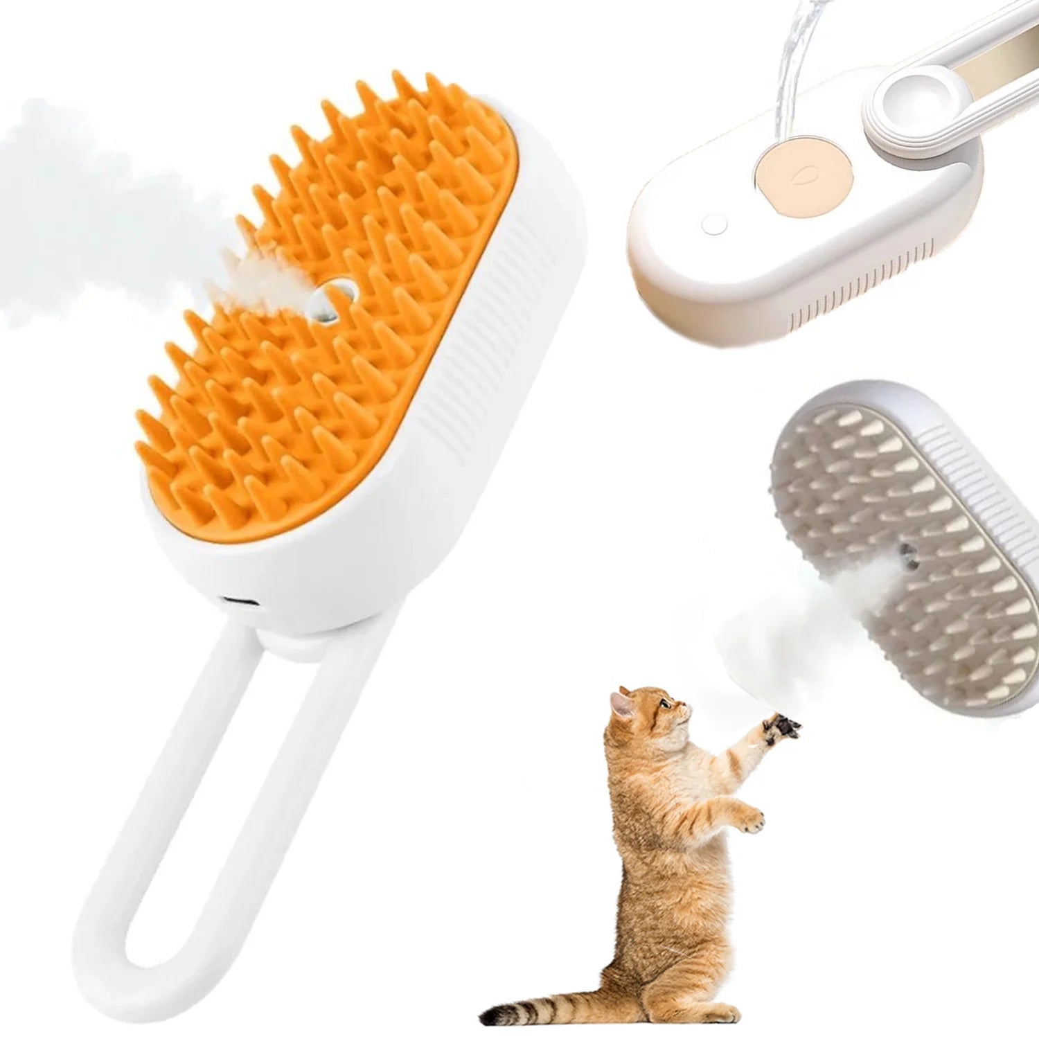 Revolutionary 3-in-1 Self-Cleaning Cat Steamer Brush - Ultimate Grooming Solution for Cats and Dogs with Massage and Shedding Features