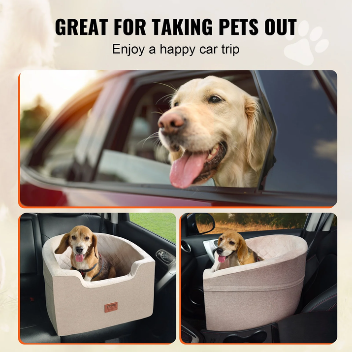 Elevate Your Dog's Travel Experience with the VEVOR Dog Booster Car Seat - Perfect for Small to Medium Dogs Up to 55 Lbs in Stylish Brown