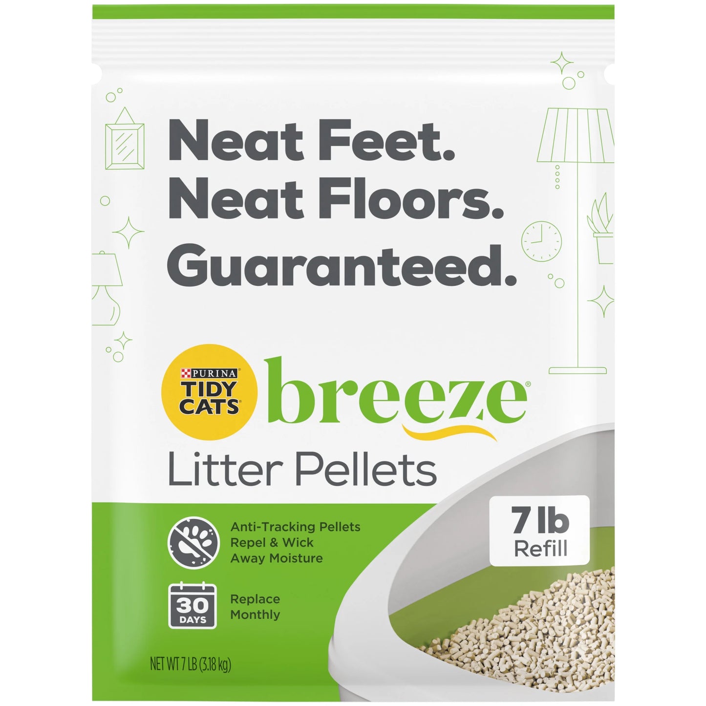 Tidy Cats Breeze Unscented Cat Litter Refill - 99.9% Dust Free, Perfect for Multi-Cat Homes, 4 Pack of Zeolite Pellets