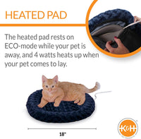 Cozy Up Your Cat with the Thermo-Kitty Fashion Splash Heated Bed - Orthopedic Foam Comfort in a Stylish Blue Design, Perfect for Indoor Use!