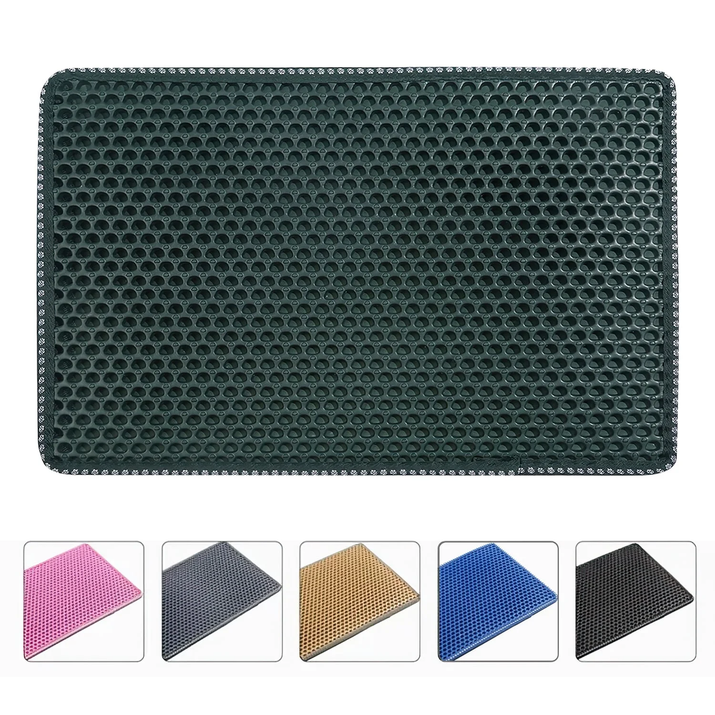 Double Layer Waterproof Cat Litter Trapping Mat - Keep Your Home Clean and Your Cat Happy in Vibrant Green