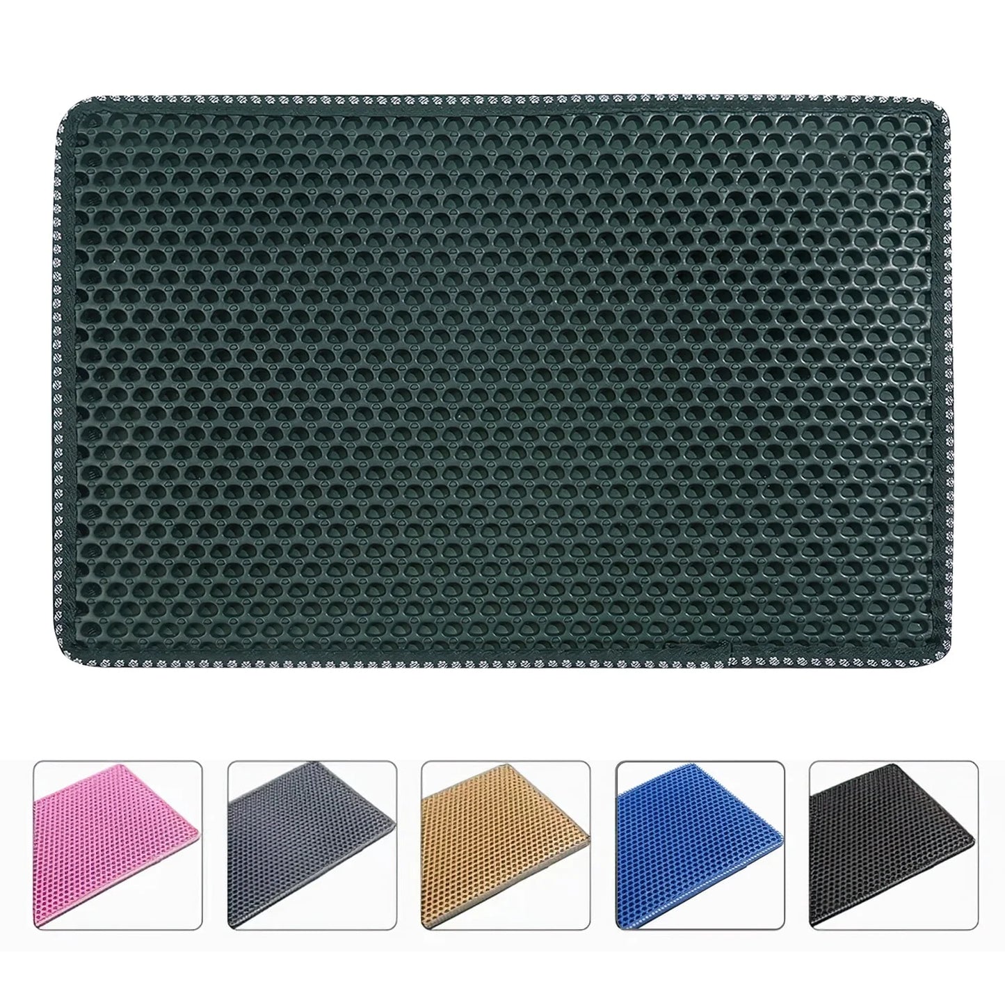 Double Layer Waterproof Cat Litter Trapping Mat - Keep Your Home Clean and Your Cat Happy in Vibrant Green