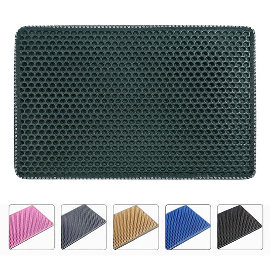 Double Layer Waterproof Cat Litter Trapping Mat - Keep Your Home Clean and Your Cat Happy in Vibrant Green