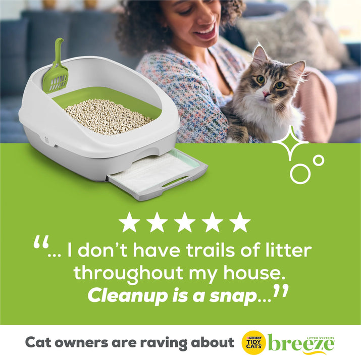Tidy Cats Breeze Unscented Cat Litter Refill - 99.9% Dust Free, Perfect for Multi-Cat Homes, 4 Pack of Zeolite Pellets