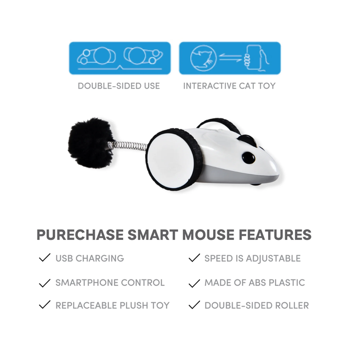 Engage Your Pet with the Purechase Smart Cat Toy – Interactive Mouse Toy with App Control, Adjustable Speed, and USB Rechargeable Features for Cats and Dogs