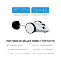 Engage Your Pet with the Purechase Smart Cat Toy – Interactive Mouse Toy with App Control, Adjustable Speed, and USB Rechargeable Features for Cats and Dogs