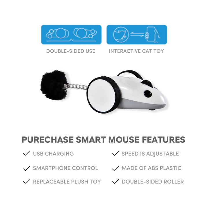 Engage Your Pet with the Purechase Smart Cat Toy – Interactive Mouse Toy with App Control, Adjustable Speed, and USB Rechargeable Features for Cats and Dogs