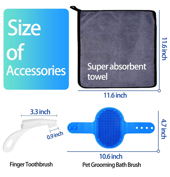 Ultimate 4-Piece Portable Dog Paw Washer Cleaner Set - 2-in-1 Silicone Cleaning Brush, Feet Cleaner Cup, Premium Towel, Finger Toothbrush & Pet Grooming Bath Brush for Dogs & Cats (Large)