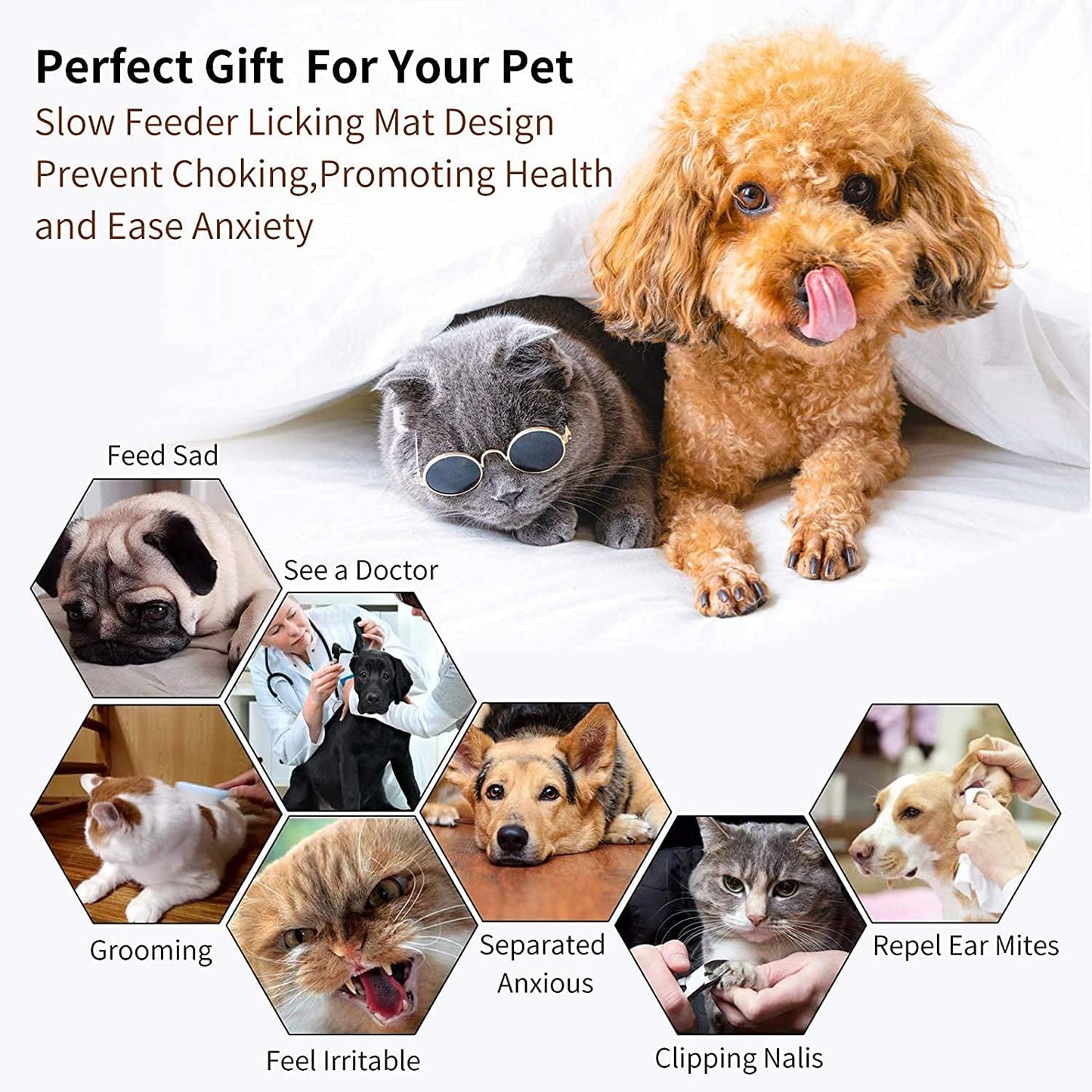 Premium Lick Mat for Dogs and Cats - Anxiety Relief & Boredom Buster with Suction Cups - Perfect for Treats, Bathing, and Grooming