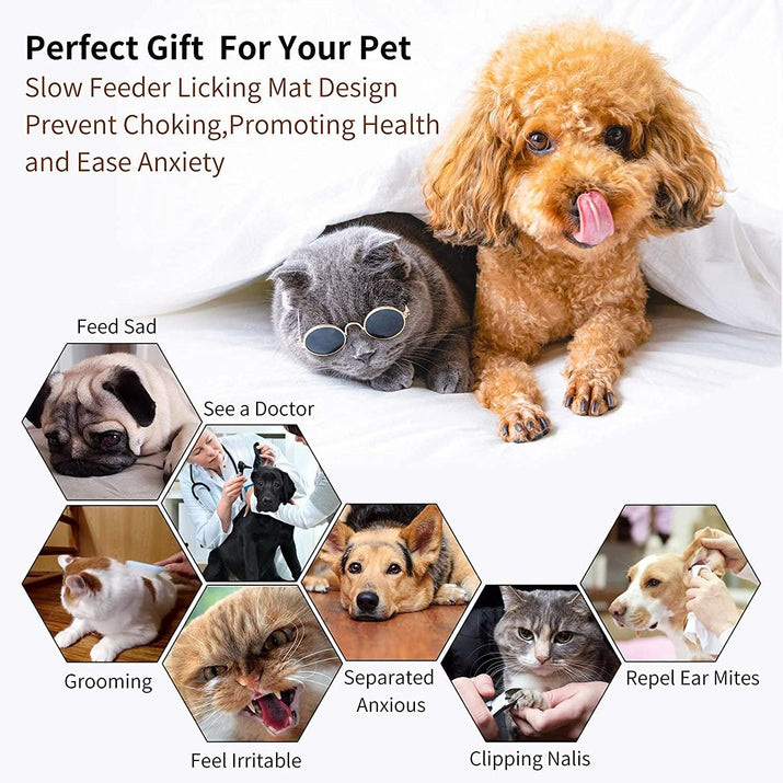 Premium Lick Mat for Dogs and Cats - Anxiety Relief & Boredom Buster with Suction Cups - Perfect for Treats, Bathing, and Grooming