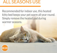 Cozy Up Your Cat with the Thermo-Kitty Fashion Splash Heated Bed - Orthopedic Foam Comfort in a Stylish Blue Design, Perfect for Indoor Use!