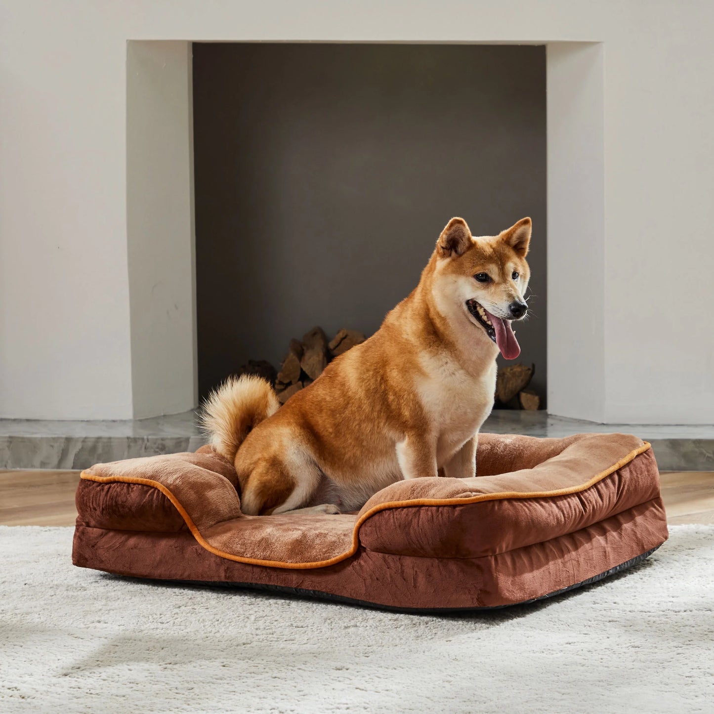 Cozy Brown Orthopedic Dog Bed - 24" x 18" Supportive Foam Sofa for Small Pets with Removable Washable Cover