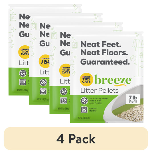 Tidy Cats Breeze Unscented Cat Litter Refill - 99.9% Dust Free, Perfect for Multi-Cat Homes, 4 Pack of Zeolite Pellets