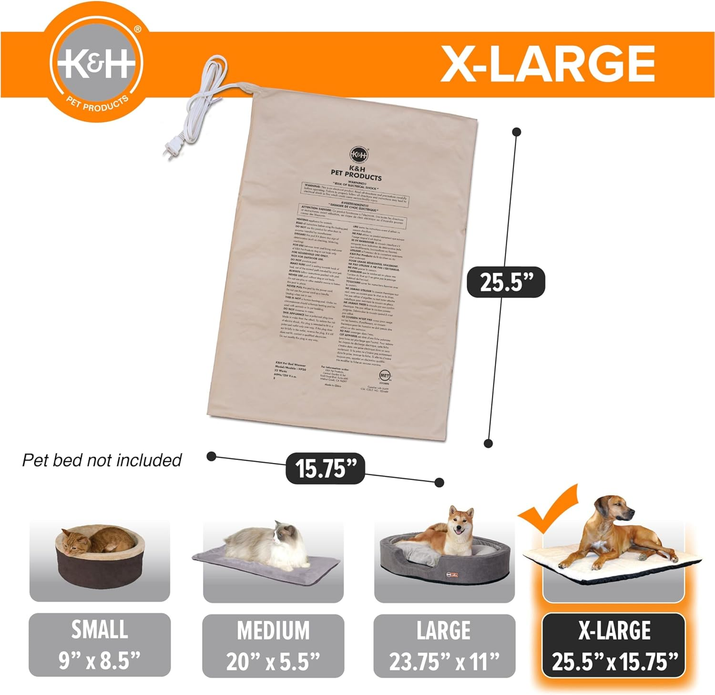 Transform Your Pet's Comfort with the K&H Extra-Large Heated Pet Bed Warmer - Waterproof, Automatic Temperature Control for Ultimate Relaxation