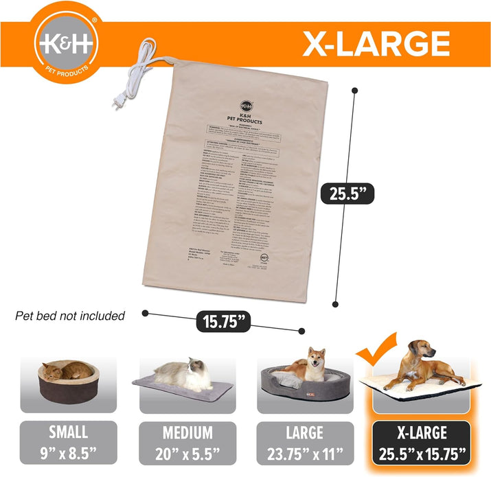Transform Your Pet's Comfort with the K&H Extra-Large Heated Pet Bed Warmer - Waterproof, Automatic Temperature Control for Ultimate Relaxation
