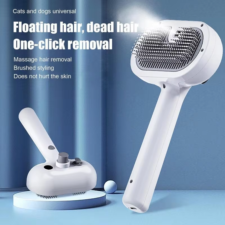 Revolutionary Pet Hair Remover Brush for Dogs and Cats - Self-Cleaning, Ergonomic Design with Unique Spray Function for Effortless Grooming