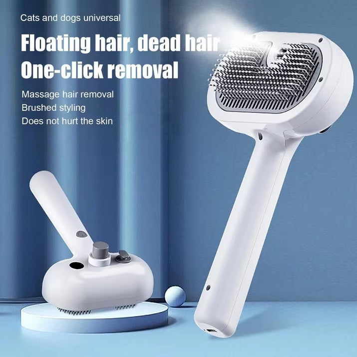 Revolutionary Pet Hair Remover Brush for Dogs and Cats - Self-Cleaning, Ergonomic Design with Unique Spray Function for Effortless Grooming
