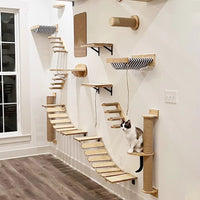 Elevate Your Cat's Playtime with Our Stylish Wall Climbing Shelf - Multi-Functional Cat Tree with Scratching Post, Bed, and Hiding House