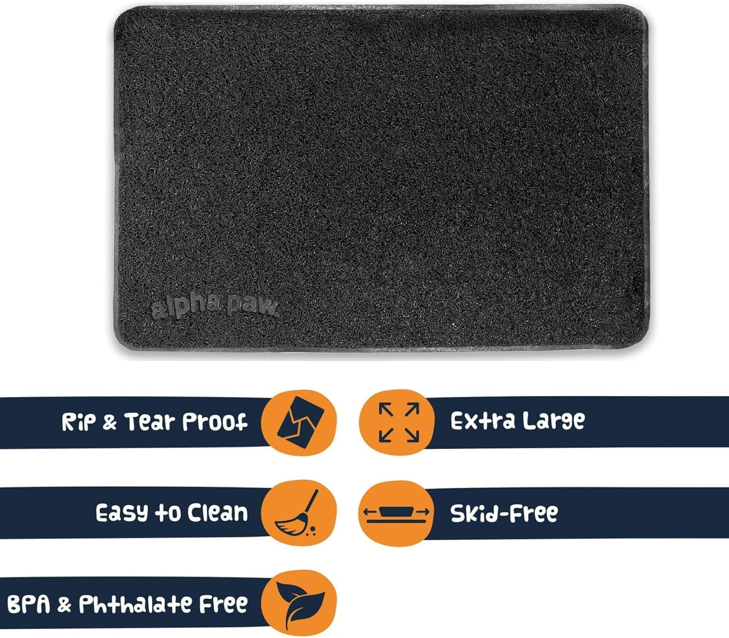 Extra Large Non-Slip Cat Litter Mat - Ultimate Litter Catcher for House Cats - Easy to Clean and Safe for Your Furry Friends - Black (47" x 33")