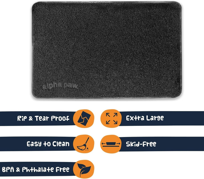 Extra Large Non-Slip Cat Litter Mat - Ultimate Litter Catcher for House Cats - Easy to Clean and Safe for Your Furry Friends - Black (47" x 33")