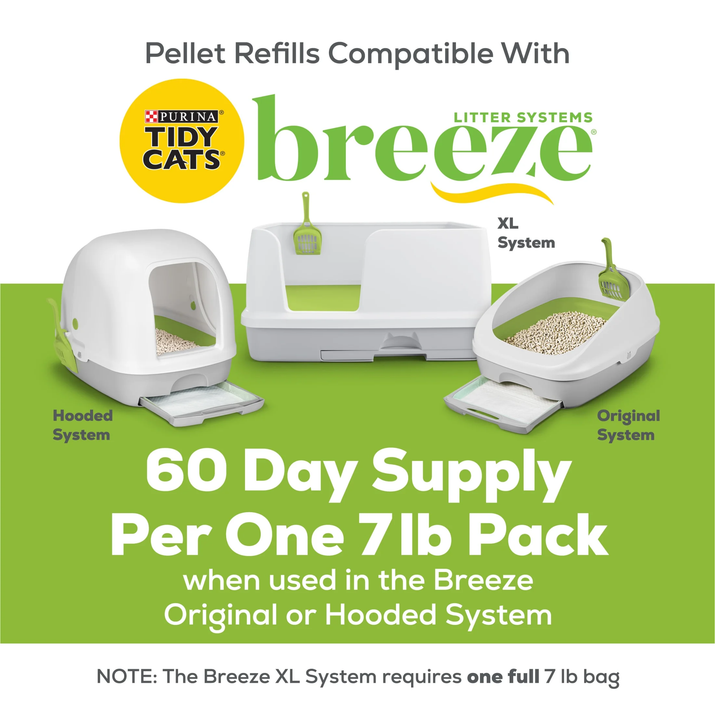 Tidy Cats Breeze Unscented Cat Litter Refill - 99.9% Dust Free, Perfect for Multi-Cat Homes, 4 Pack of Zeolite Pellets