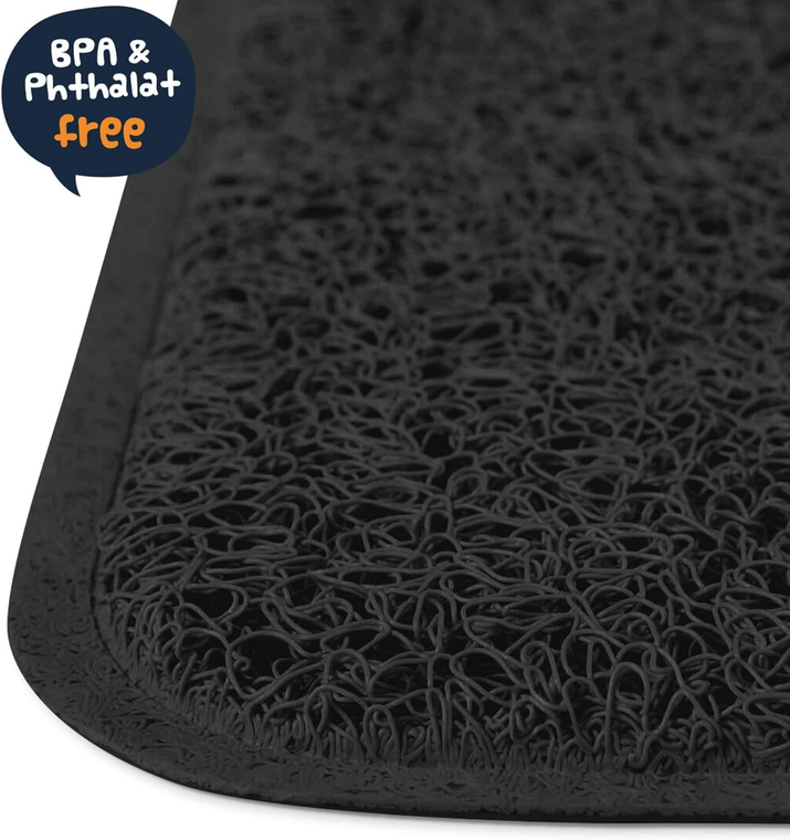 Extra Large Non-Slip Cat Litter Mat - Ultimate Litter Catcher for House Cats - Easy to Clean and Safe for Your Furry Friends - Black (47