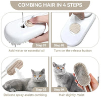 Revolutionary 3-in-1 Self-Cleaning Cat Steamer Brush - Ultimate Grooming Solution for Cats and Dogs with Massage and Shedding Features