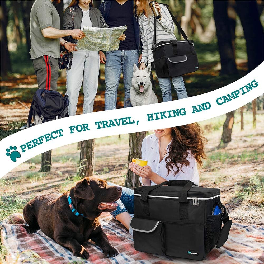 Ultimate Travel Bag Organizer for Dogs and Cats - Complete Diaper Bag with Food Container, Bowls & Accessories for Adventurous Weekend Getaways