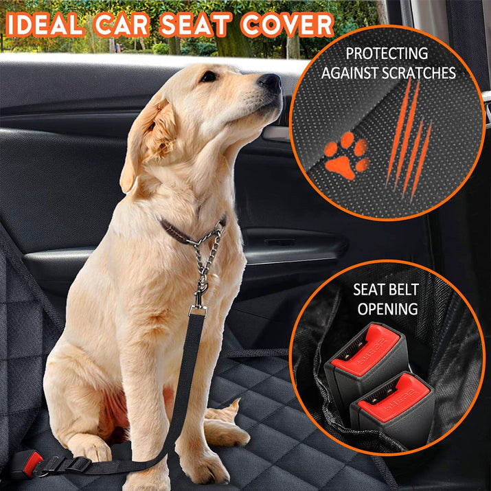 Ultimate Waterproof Dog Car Seat Cover - Non-Slip Bench Protector for Cars, Trucks & SUVs - Perfect for Pets and Kids - Adjustable with Seat Belts - Black