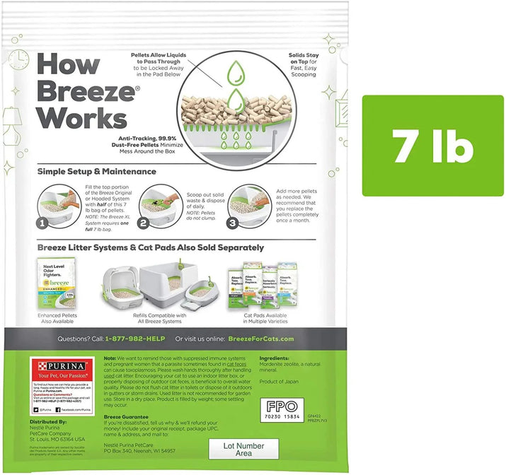 Tidy Cats Breeze Unscented Cat Litter Refill - 99.9% Dust Free, Perfect for Multi-Cat Homes, 4 Pack of Zeolite Pellets