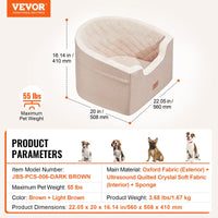 Elevate Your Dog's Travel Experience with the VEVOR Dog Booster Car Seat - Perfect for Small to Medium Dogs Up to 55 Lbs in Stylish Brown