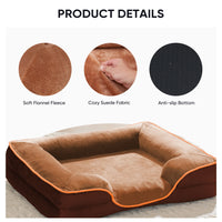 Cozy Brown Orthopedic Dog Bed - 24" x 18" Supportive Foam Sofa for Small Pets with Removable Washable Cover
