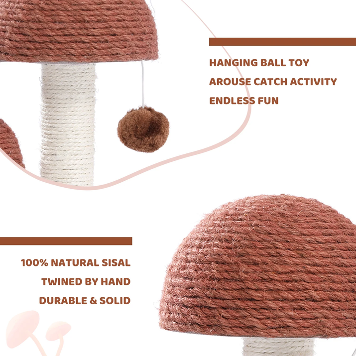 Adorable 2 Mushrooms Cat Scratching Post - 19