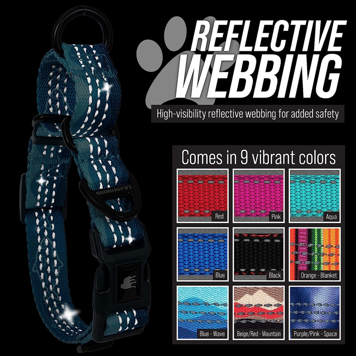 Premium Reflective Martingale Collar for Dogs | Adjustable No-Pull Training Collar for Large, Medium, and Small Breeds | Quick Release Buckle for Easy On/Off