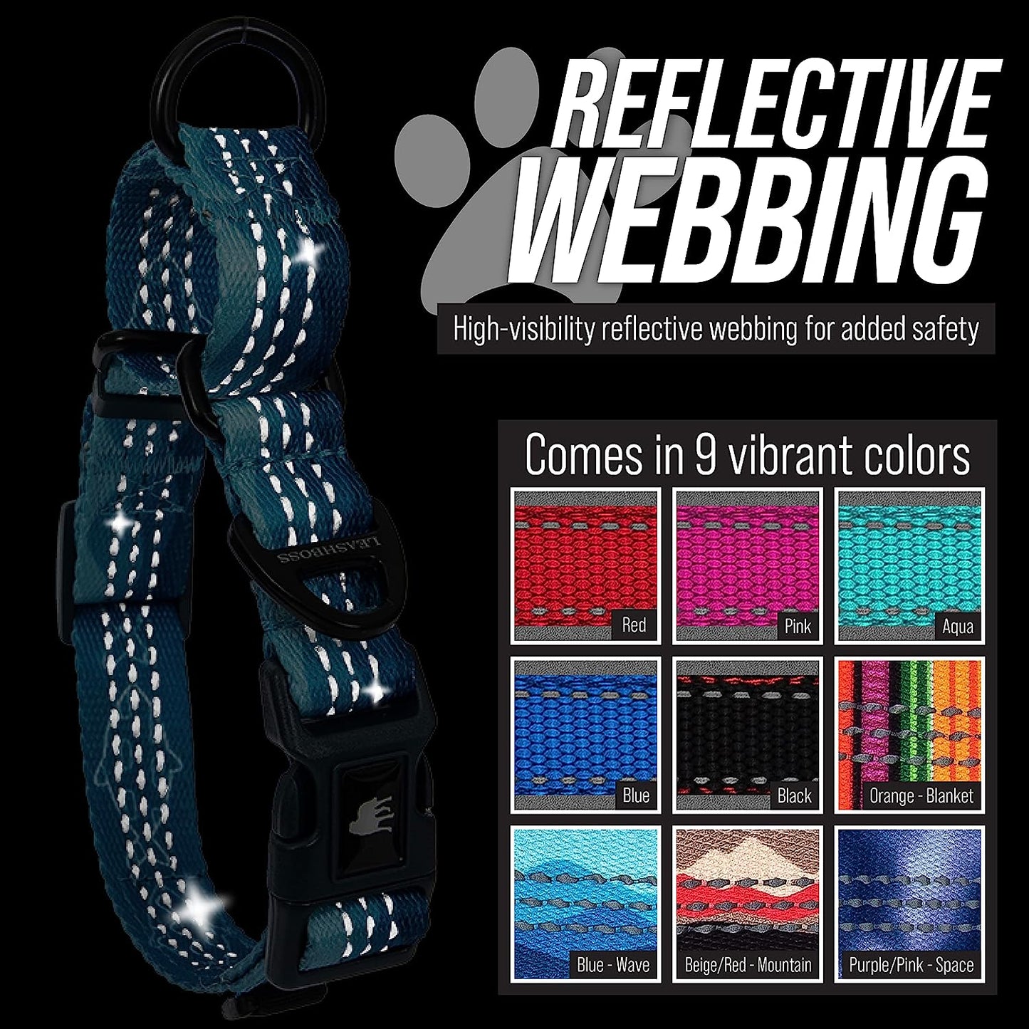 Premium Reflective Martingale Collar for Dogs | Adjustable No-Pull Training Collar for Large, Medium, and Small Breeds | Quick Release Buckle for Easy On/Off