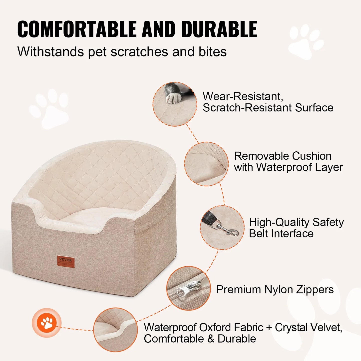 Elevate Your Dog's Travel Experience with the VEVOR Dog Booster Car Seat - Perfect for Small to Medium Dogs Up to 55 Lbs in Stylish Brown