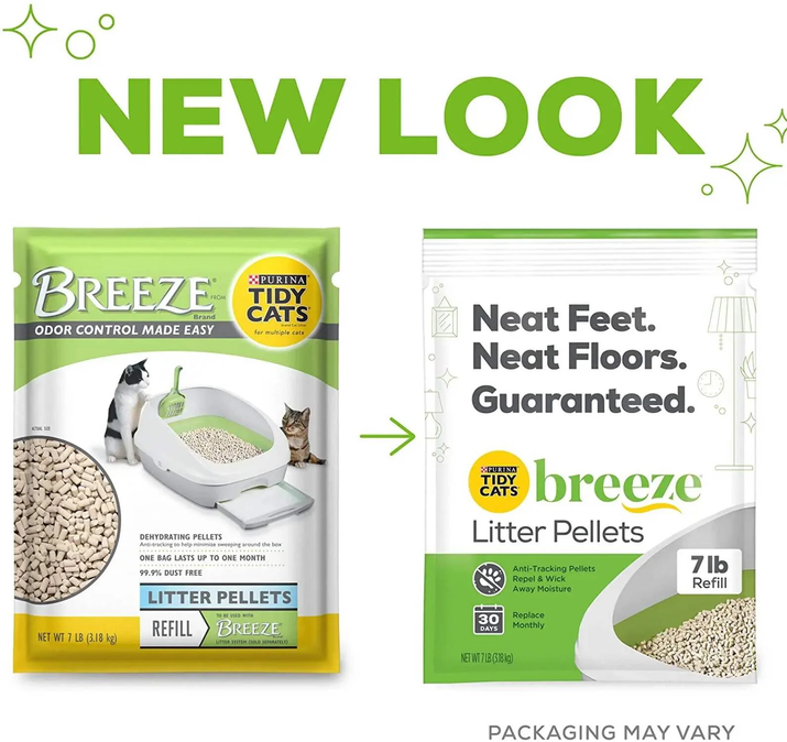Tidy Cats Breeze Unscented Cat Litter Refill - 99.9% Dust Free, Perfect for Multi-Cat Homes, 4 Pack of Zeolite Pellets