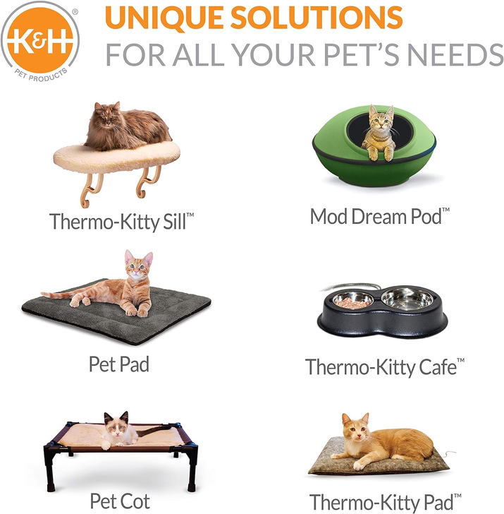 Cozy Up Your Cat with the Thermo-Kitty Fashion Splash Heated Bed - Orthopedic Foam Comfort in a Stylish Blue Design, Perfect for Indoor Use!