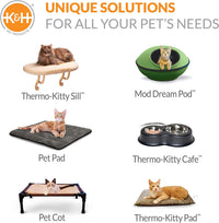Cozy Up Your Cat with the Thermo-Kitty Fashion Splash Heated Bed - Orthopedic Foam Comfort in a Stylish Blue Design, Perfect for Indoor Use!
