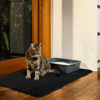 Extra Large Non-Slip Cat Litter Mat - Ultimate Litter Catcher for House Cats - Easy to Clean and Safe for Your Furry Friends - Black (47" x 33")