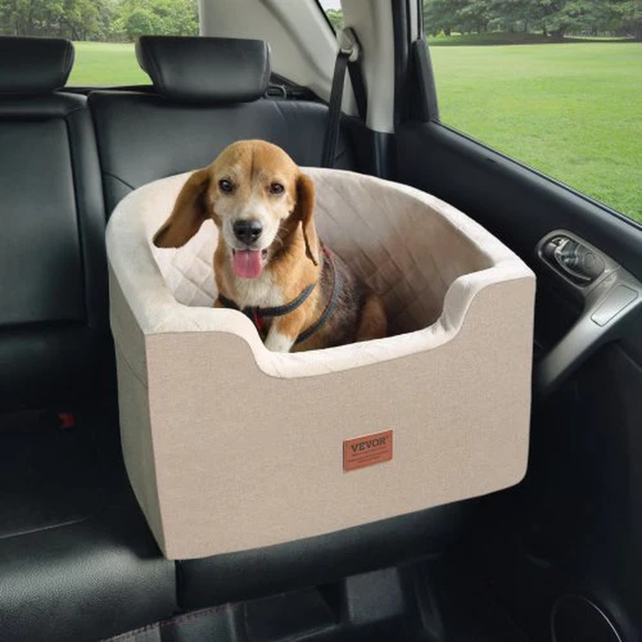 Elevate Your Dog's Travel Experience with the VEVOR Dog Booster Car Seat - Perfect for Small to Medium Dogs Up to 55 Lbs in Stylish Brown