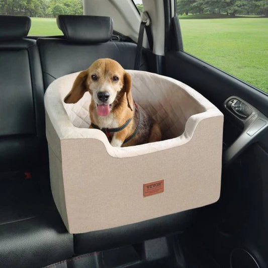 Elevate Your Dog's Travel Experience with the VEVOR Dog Booster Car Seat - Perfect for Small to Medium Dogs Up to 55 Lbs in Stylish Brown