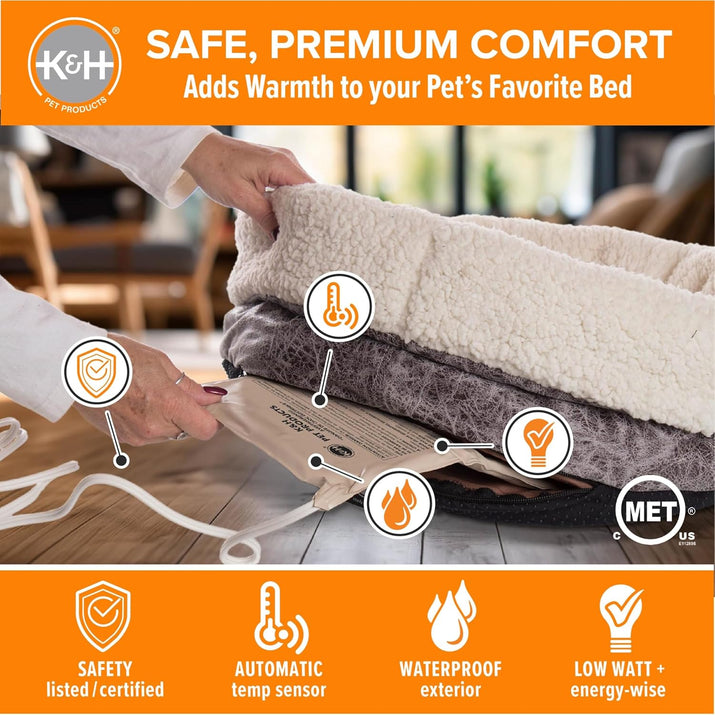 Transform Your Pet's Comfort with the K&H Extra-Large Heated Pet Bed Warmer - Waterproof, Automatic Temperature Control for Ultimate Relaxation