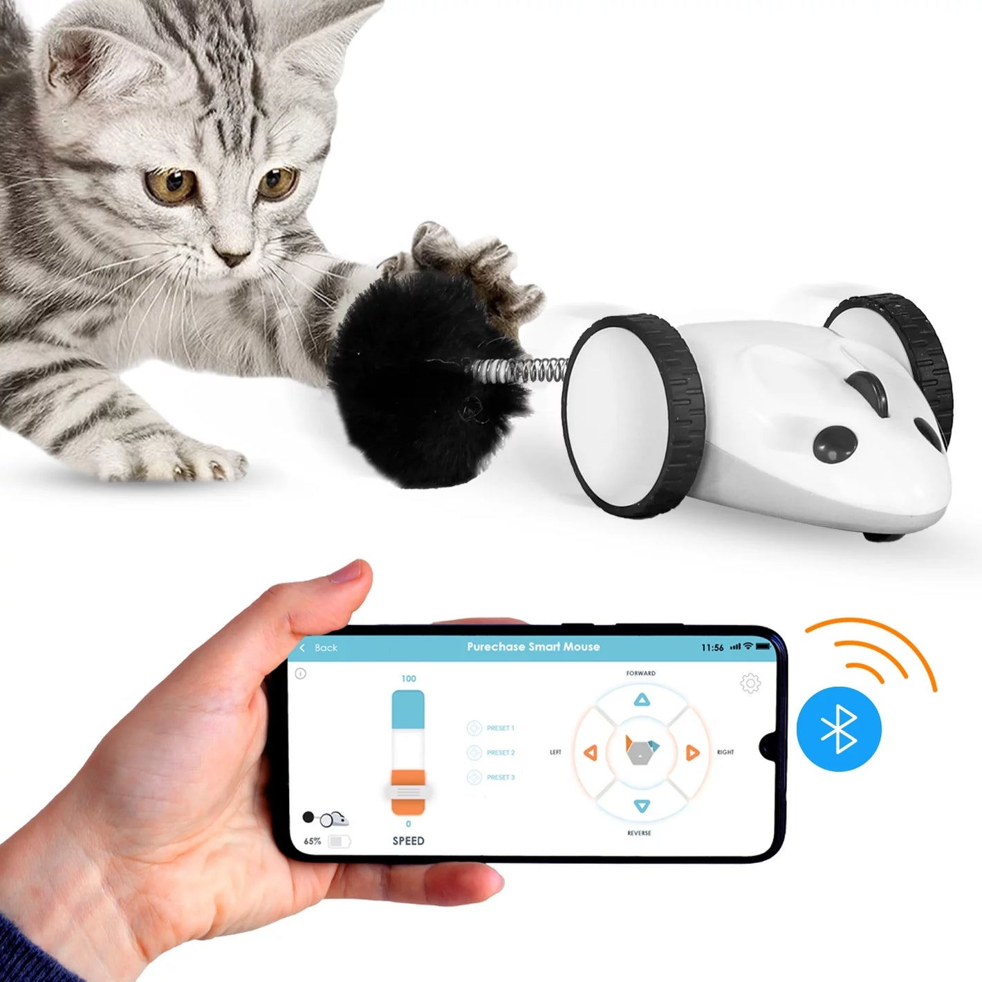 Engage Your Pet with the Purechase Smart Cat Toy – Interactive Mouse Toy with App Control, Adjustable Speed, and USB Rechargeable Features for Cats and Dogs