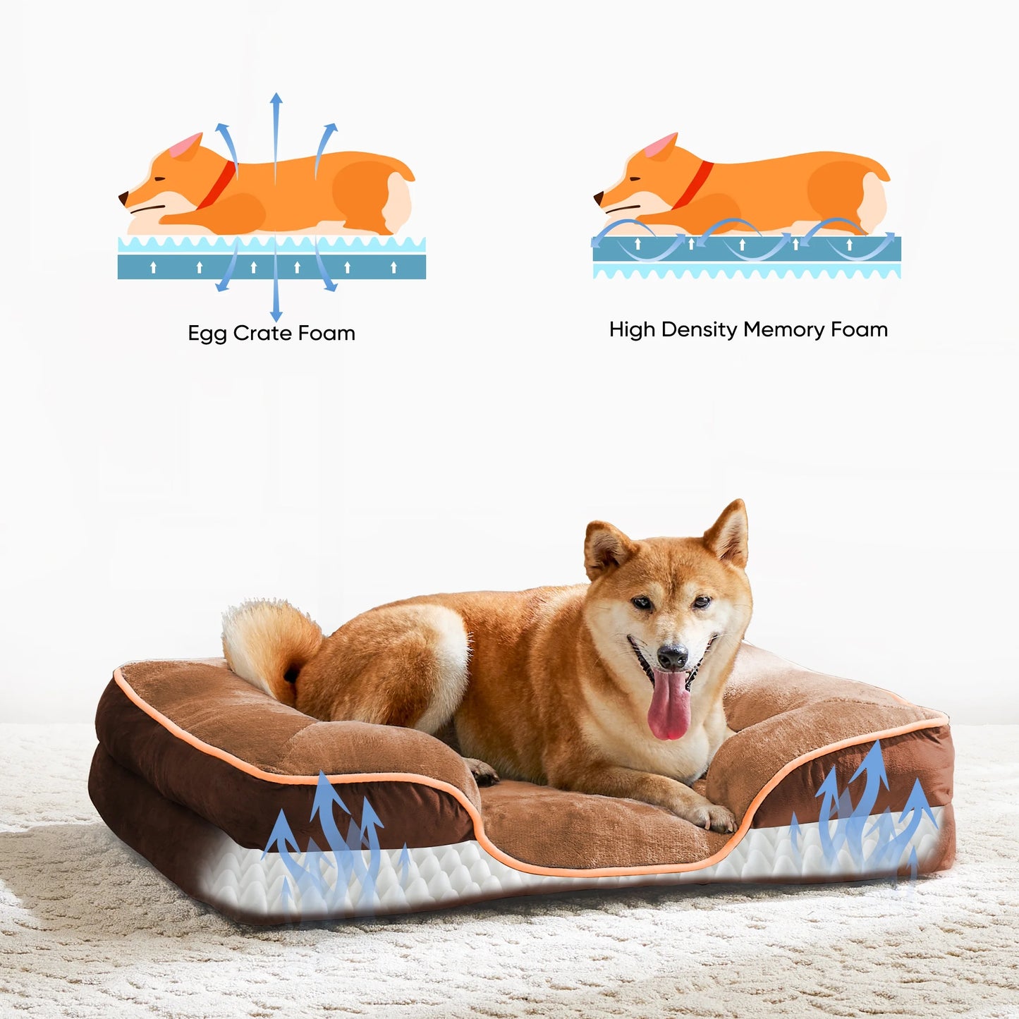 Cozy Brown Orthopedic Dog Bed - 24" x 18" Supportive Foam Sofa for Small Pets with Removable Washable Cover