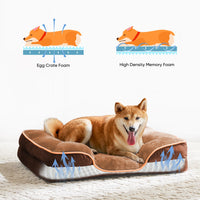 Cozy Brown Orthopedic Dog Bed - 24" x 18" Supportive Foam Sofa for Small Pets with Removable Washable Cover