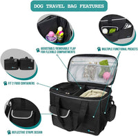 Ultimate Travel Bag Organizer for Dogs and Cats - Complete Diaper Bag with Food Container, Bowls & Accessories for Adventurous Weekend Getaways