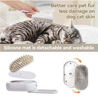 Revolutionary 3-in-1 Self-Cleaning Cat Steamer Brush - Ultimate Grooming Solution for Cats and Dogs with Massage and Shedding Features