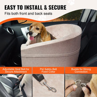 Elevate Your Dog's Travel Experience with the VEVOR Dog Booster Car Seat - Perfect for Small to Medium Dogs Up to 55 Lbs in Stylish Brown